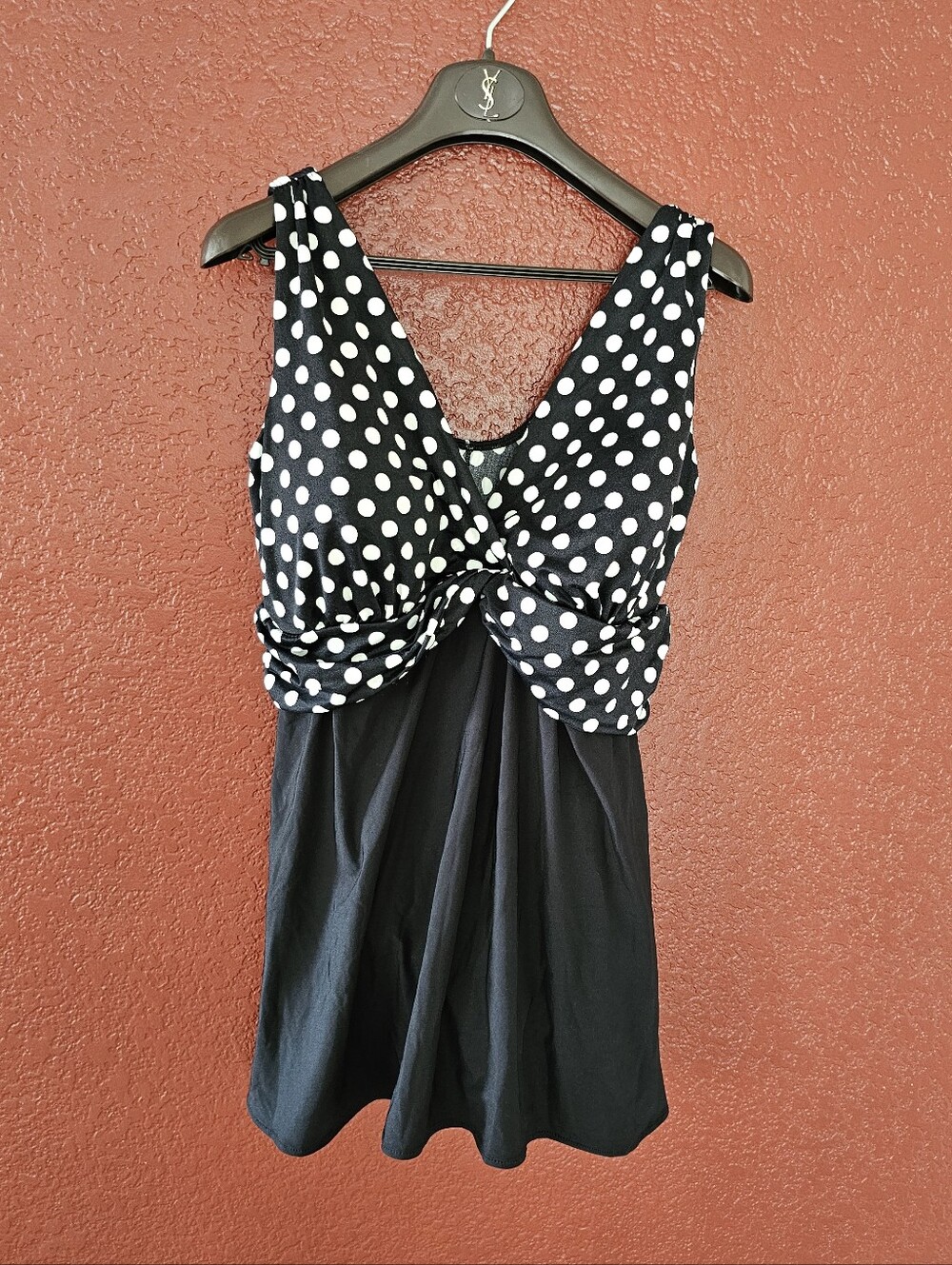 Longitude Black and White Polka Dot Swim Dress